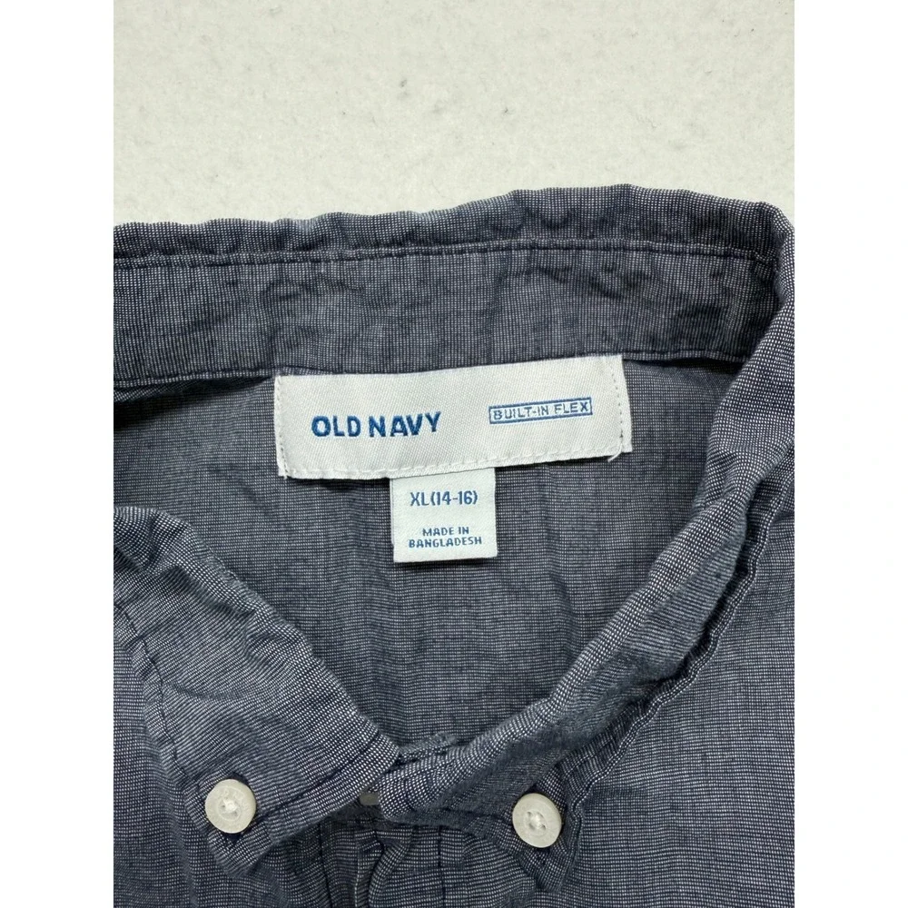 Old‎ Navy Boys XL 14-16 Blue Short Sleeve Button Down Shirt Classic
